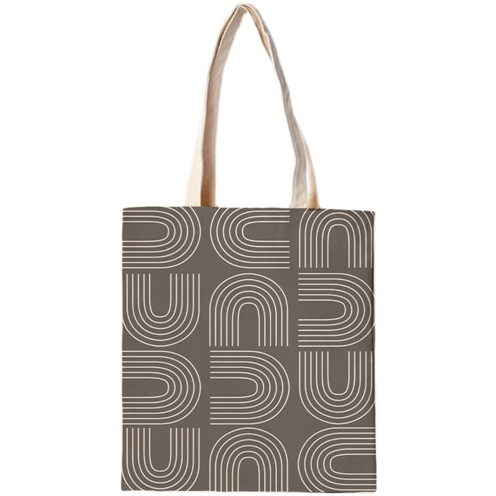 Feblilac Grey U Shaped Pattern Canvas Tote Bag