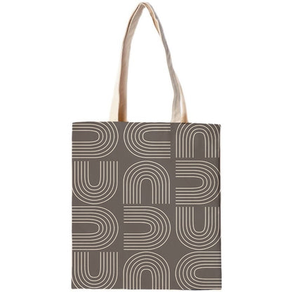 Feblilac Grey U Shaped Pattern Canvas Tote Bag