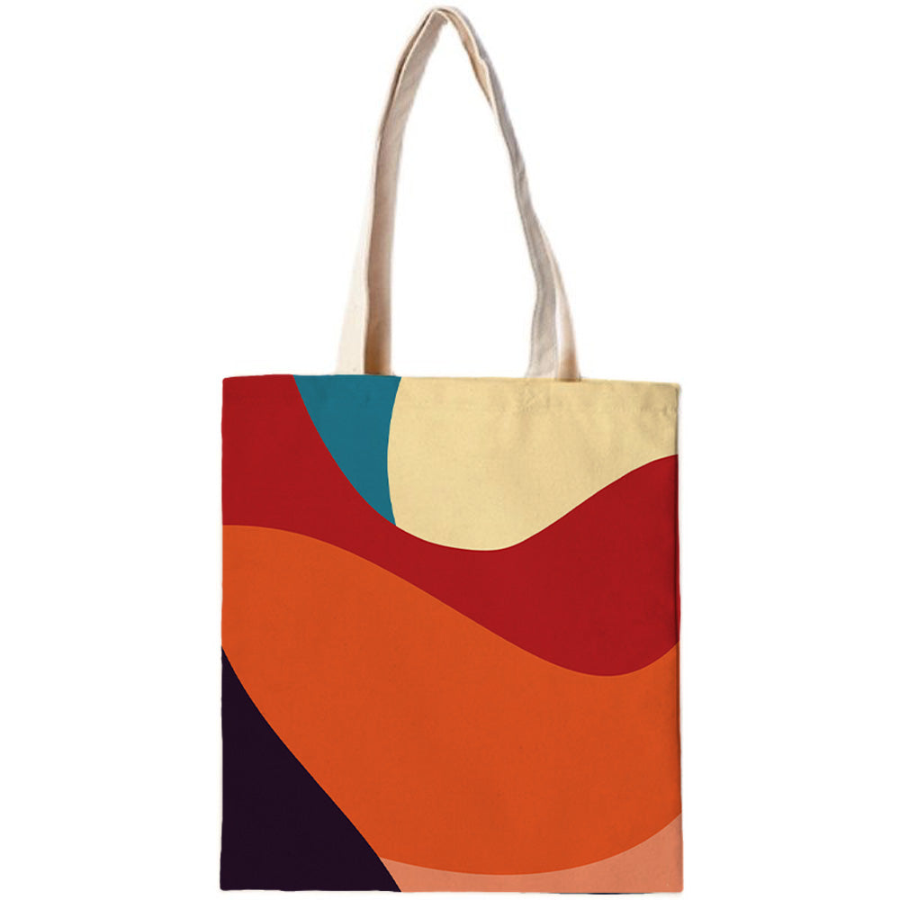 Feblilac Black and Red Abstract Curves Canvas Tote Bag