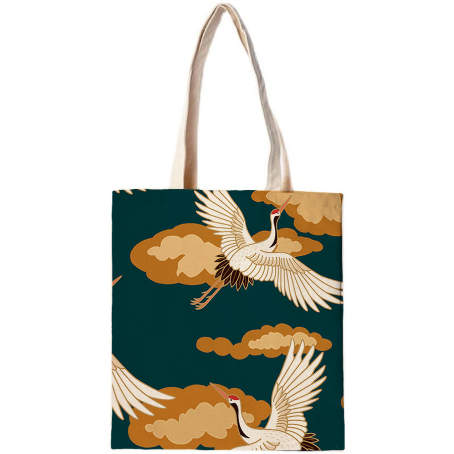 Feblilac Blue Background Crane Canvas Tote Bag - view 2