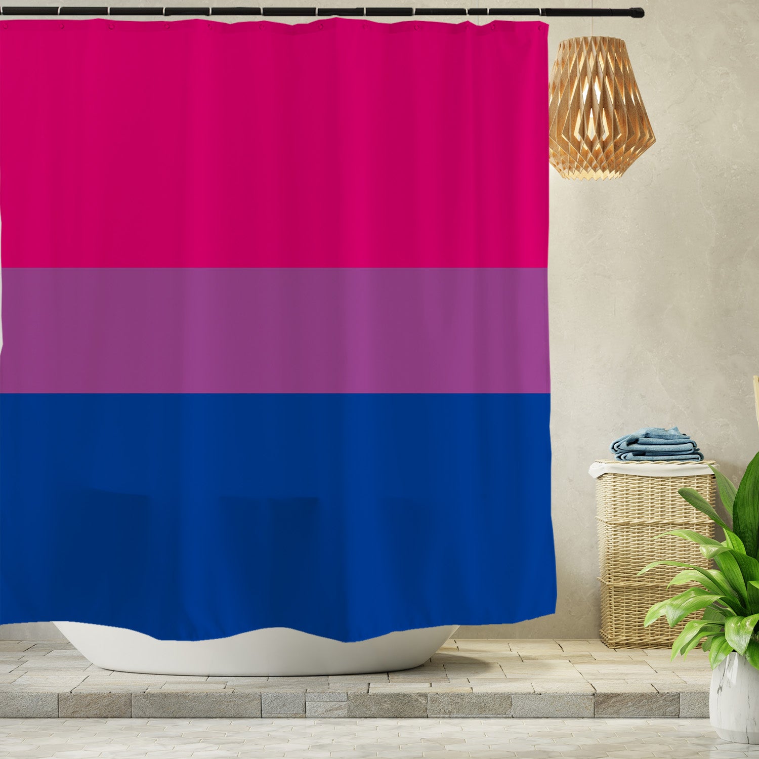 Feblilac Pink Purple Blue LGBT Flag Shower Curtain with Hooks