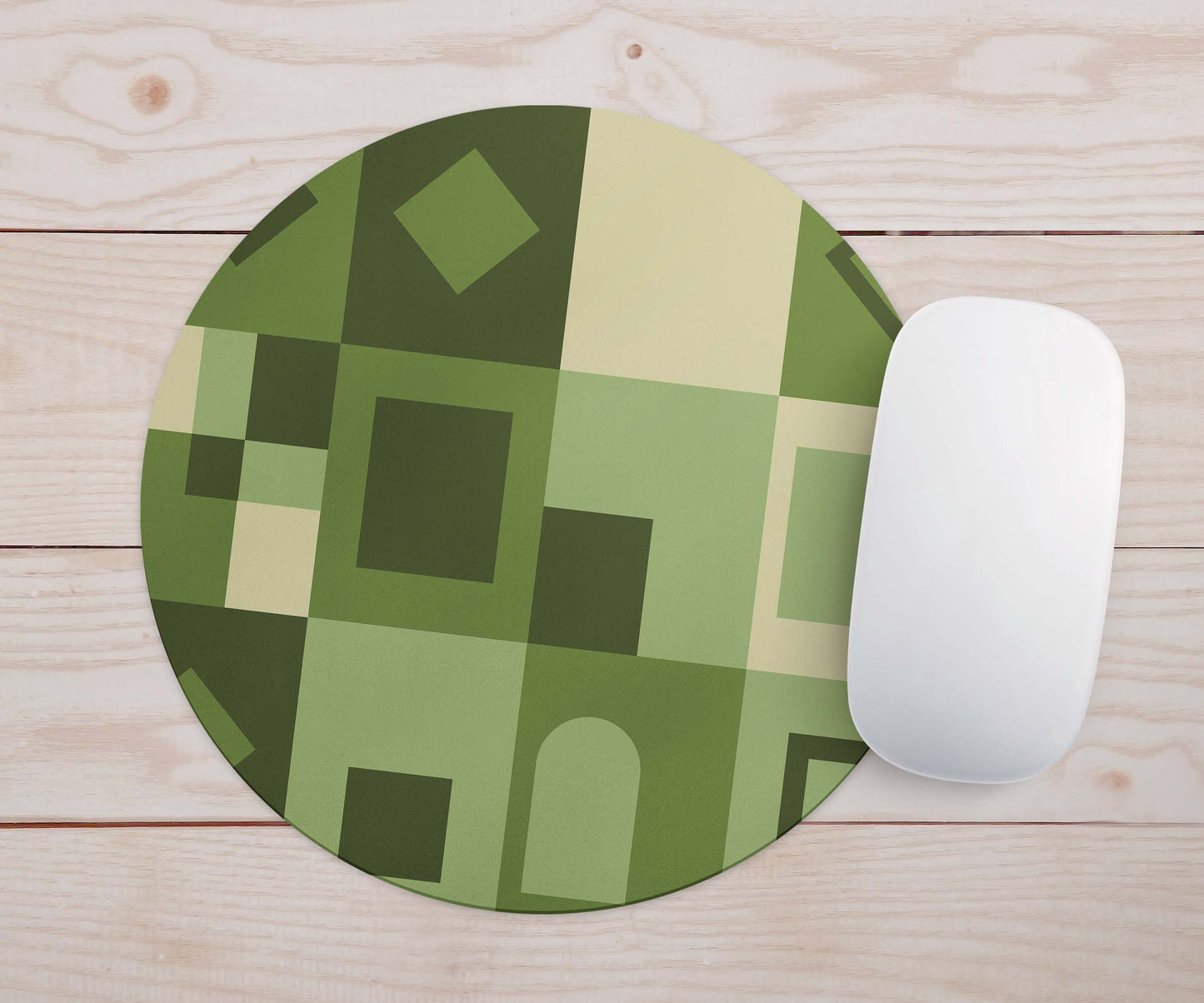 Feblilac Green Geometric Grid Mouse Pad