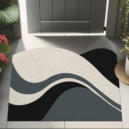 Feblilac Curve Black White Gray PVC Coil Door Mat