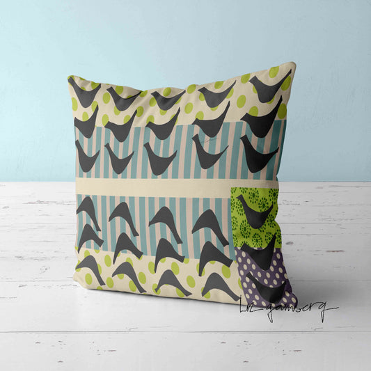 Feblilac Bird Reflections Cushion Covers Throw Pillow Covers by Liz Gamberg Studio from US
