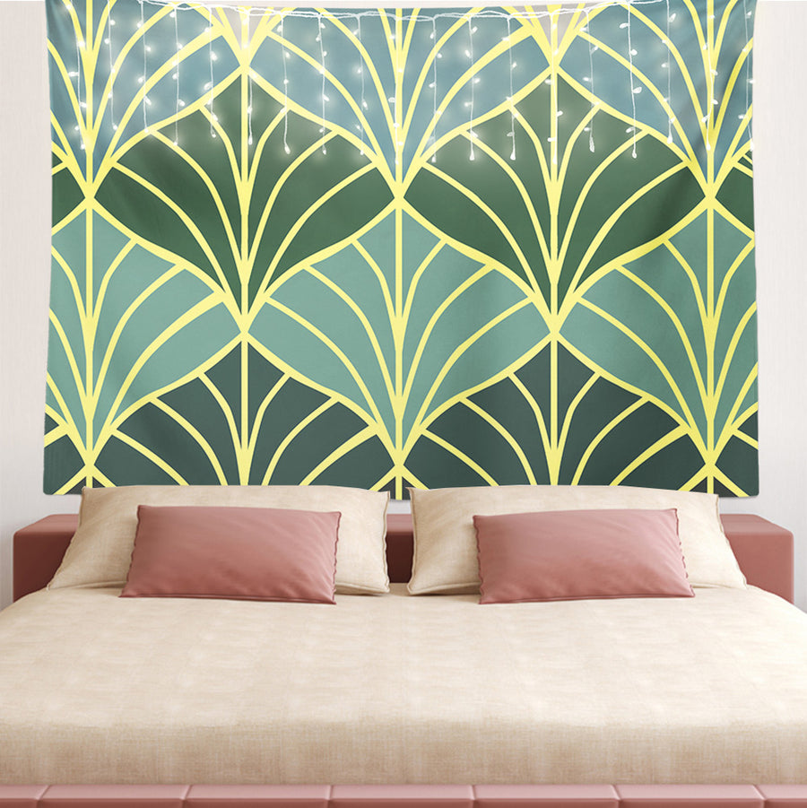 Feblilac Golden Green Ginkgo Leaves Coast Tapestry - view 2