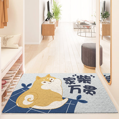 Feblilac Cute Shiba Inu PVC Coil Door Mat