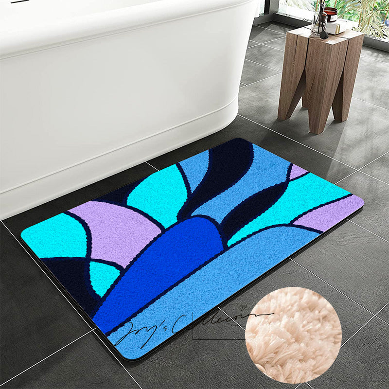 Feblilac Colorful Abstract Sea Geometric Tufted Bath Mat