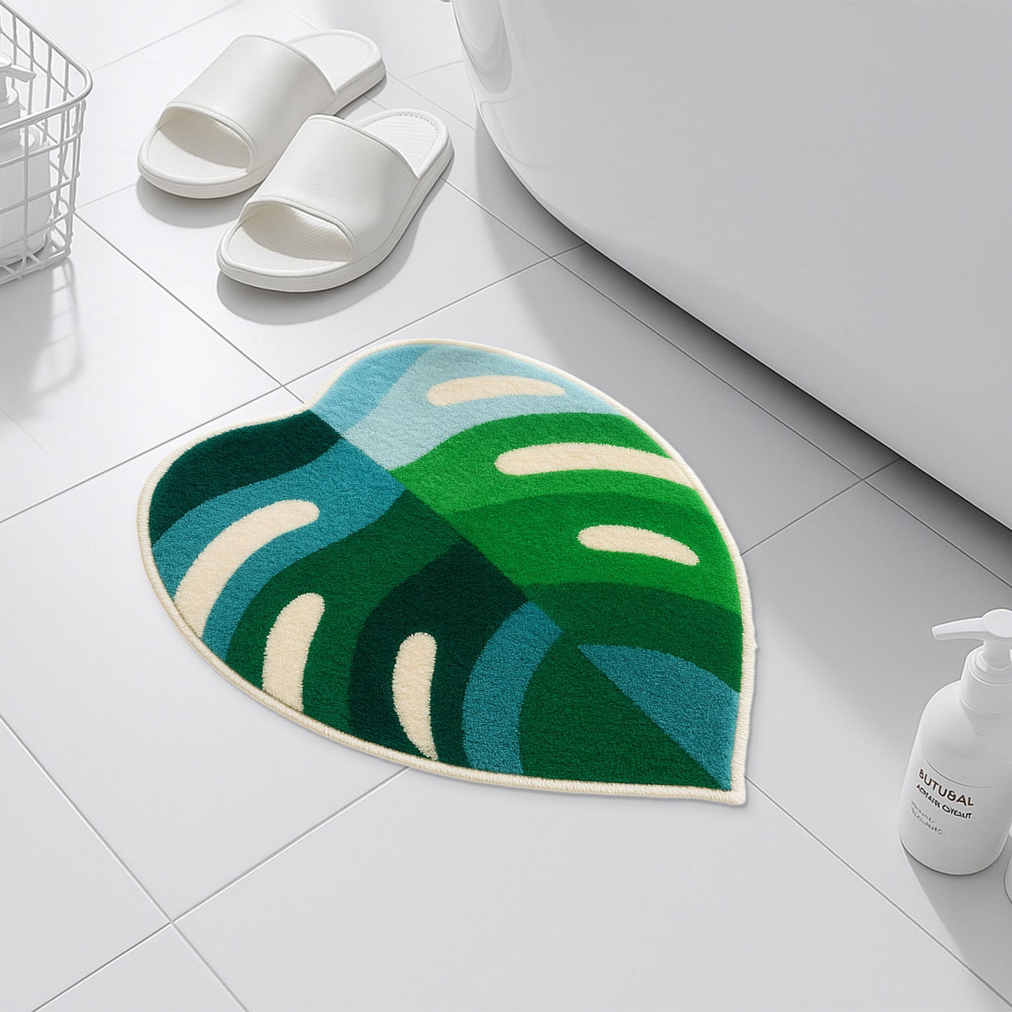 Lovely Green Grey Bathroom Mat