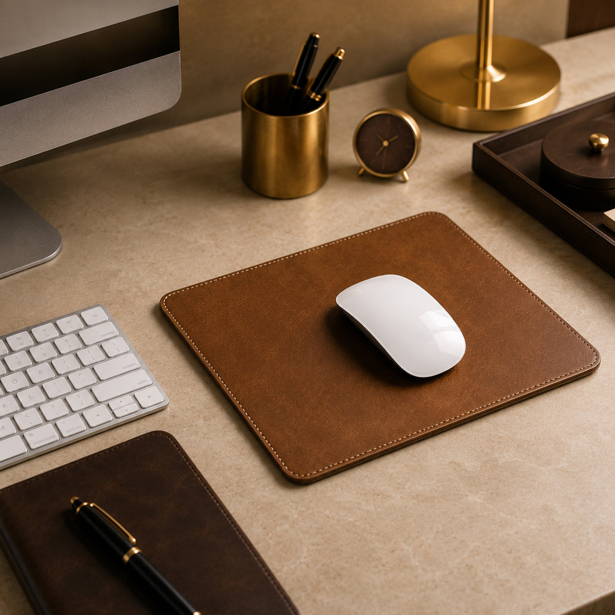 Feblilac Premium Genuine Leather Mouse Pad – Dual-Sided Calfskin Desk Pad - view 2