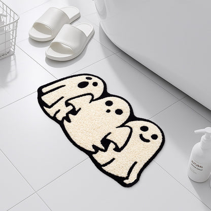 Feblilac Three Black and White Cute Elves Tufted Bath Mat