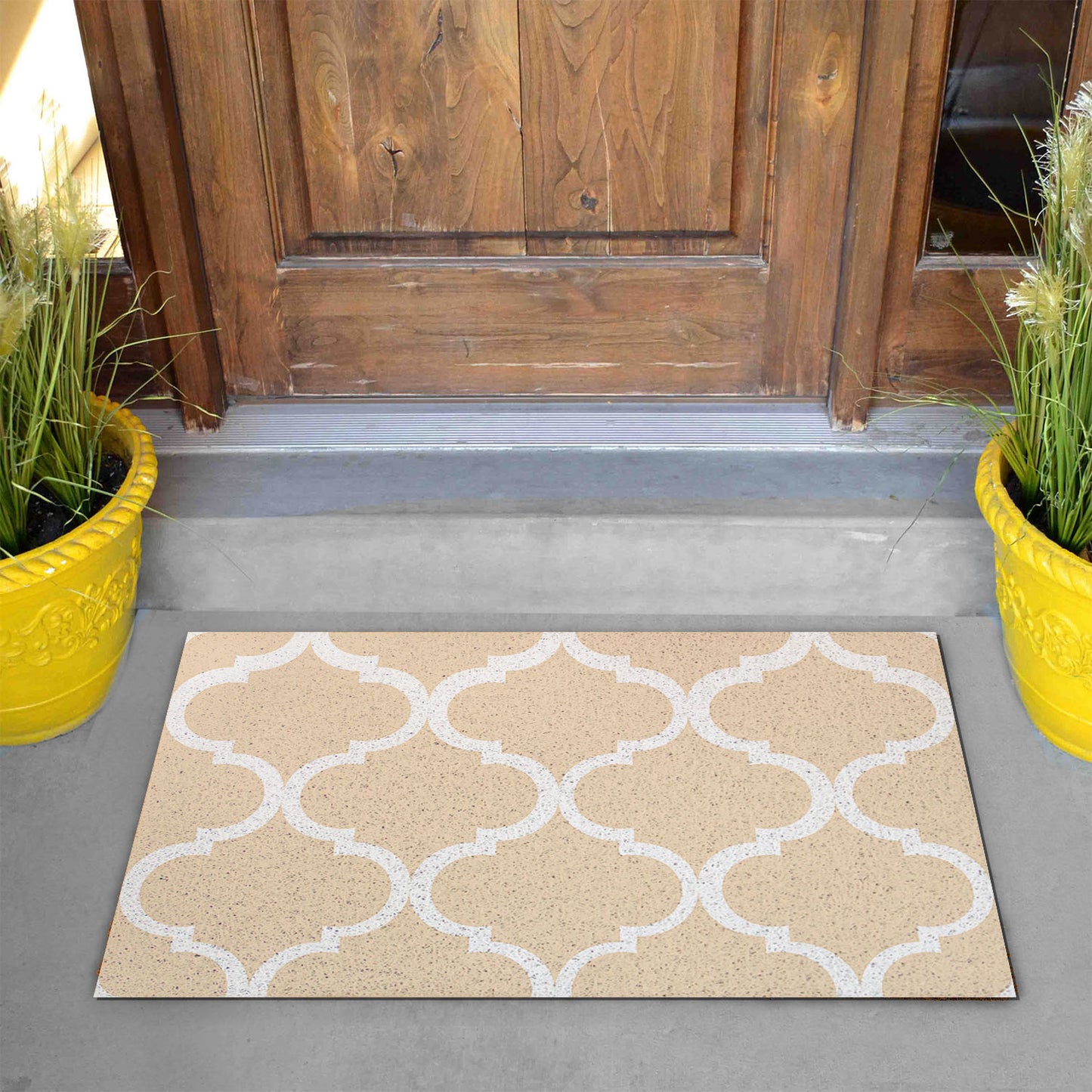 Feblilac Solid Moroccan Pattern PVC Coil Door Mat