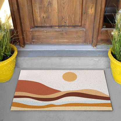 Feblilac Orange Mountains and Rivers Sunrise PVC Coil Door Mat