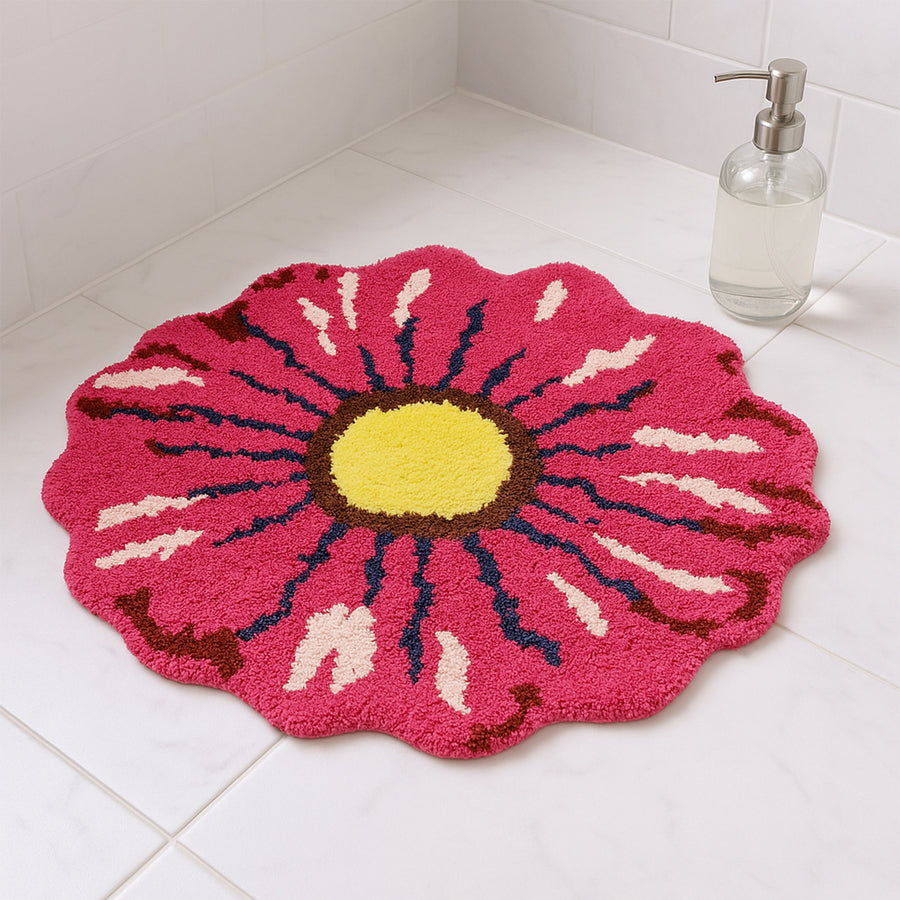 Feblilac Rose Red Flower Tufted Bath Mat - view 2