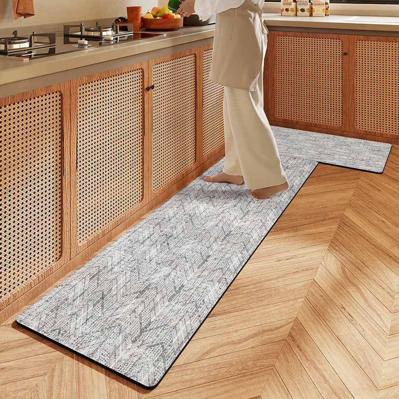 Feblilac Feather Texture PVC Leather Kitchen Mat