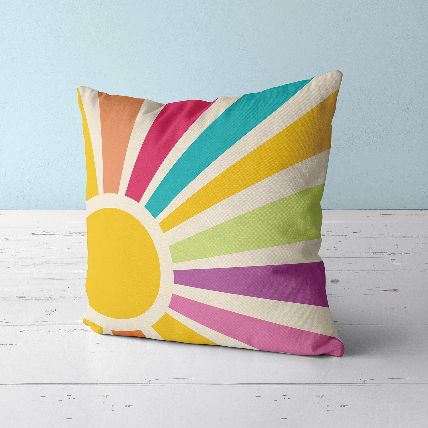 Feblilac Rainbow Sun Rays Cushion Covers Throw Pillow Covers