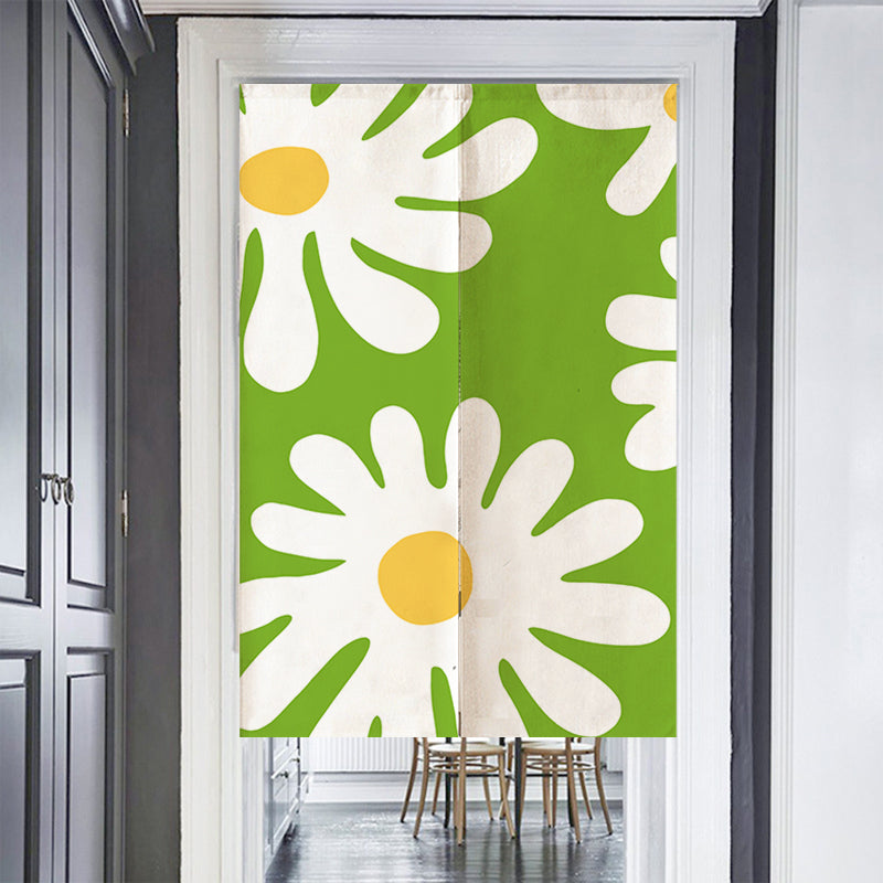 Feblilac Green Background Irregular Daisy Door Curtain @Frank’s design