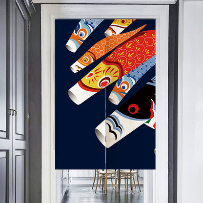 Feblilac Colorful Koi Flags Door Curtain