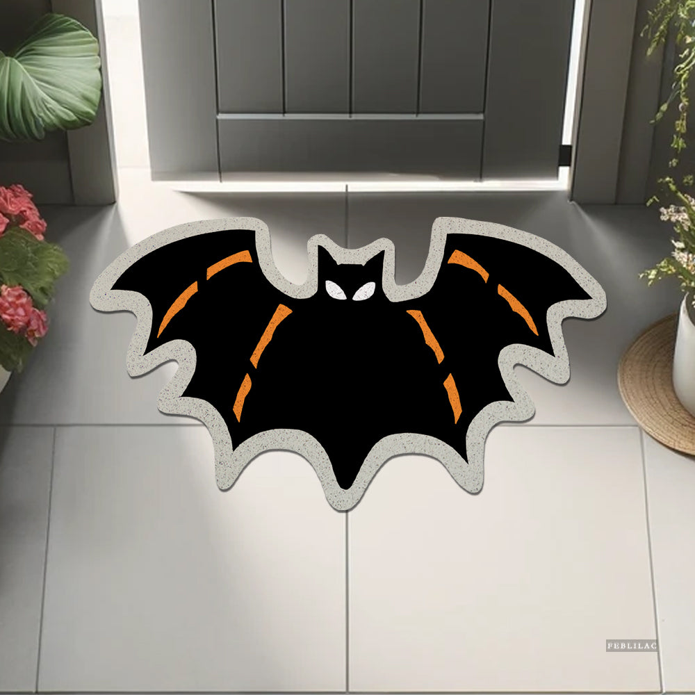 Feblilac Halloween Flying Bats Coil Door Mat