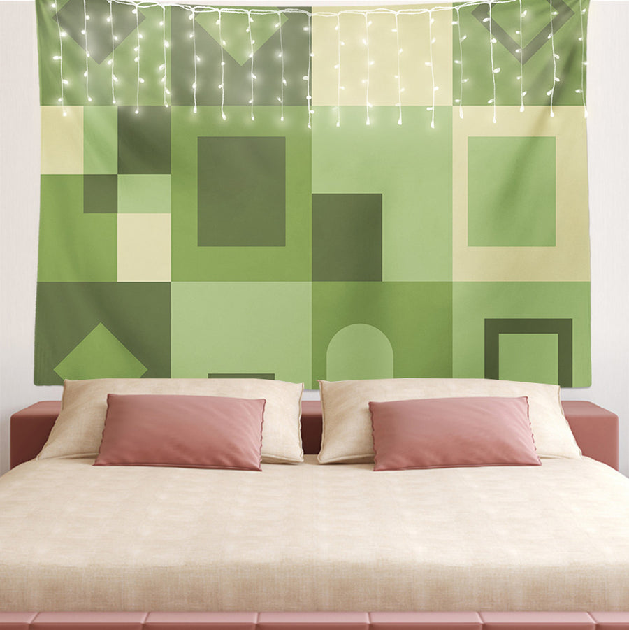 Feblilac Green Geometric Grid Tapestry - view 2