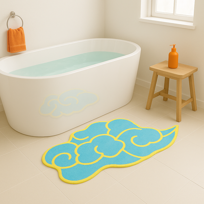 Yellow Blue Luck Cloud Bath Mat