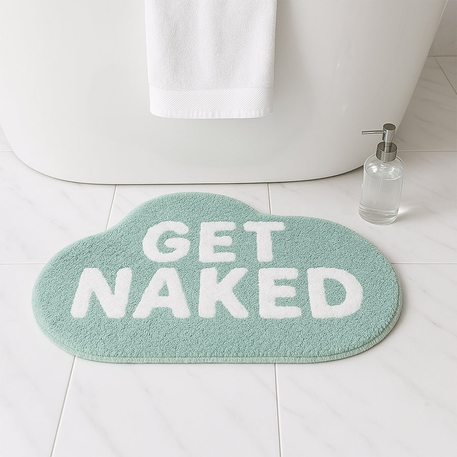 Feblilac White Letter GET Naked Cloud Tufted Bath Mat - view 2