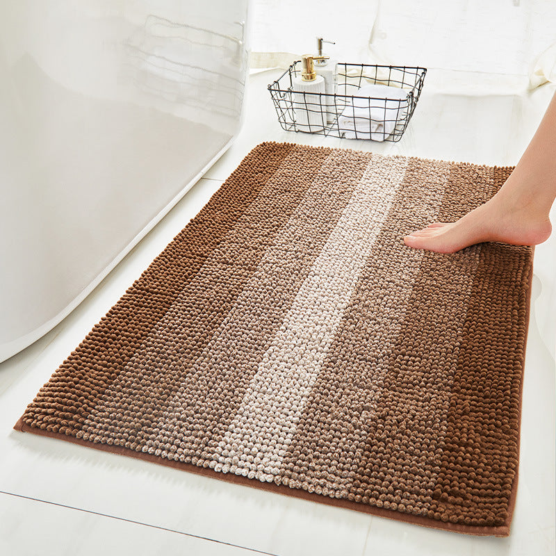 Feblilac Gradient Color Chenille Non-Slip Microfiber Shag Bathroom Rug Mat