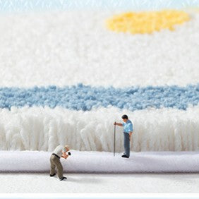 Feblilac Clouds and Sun Tufted Bath Mat