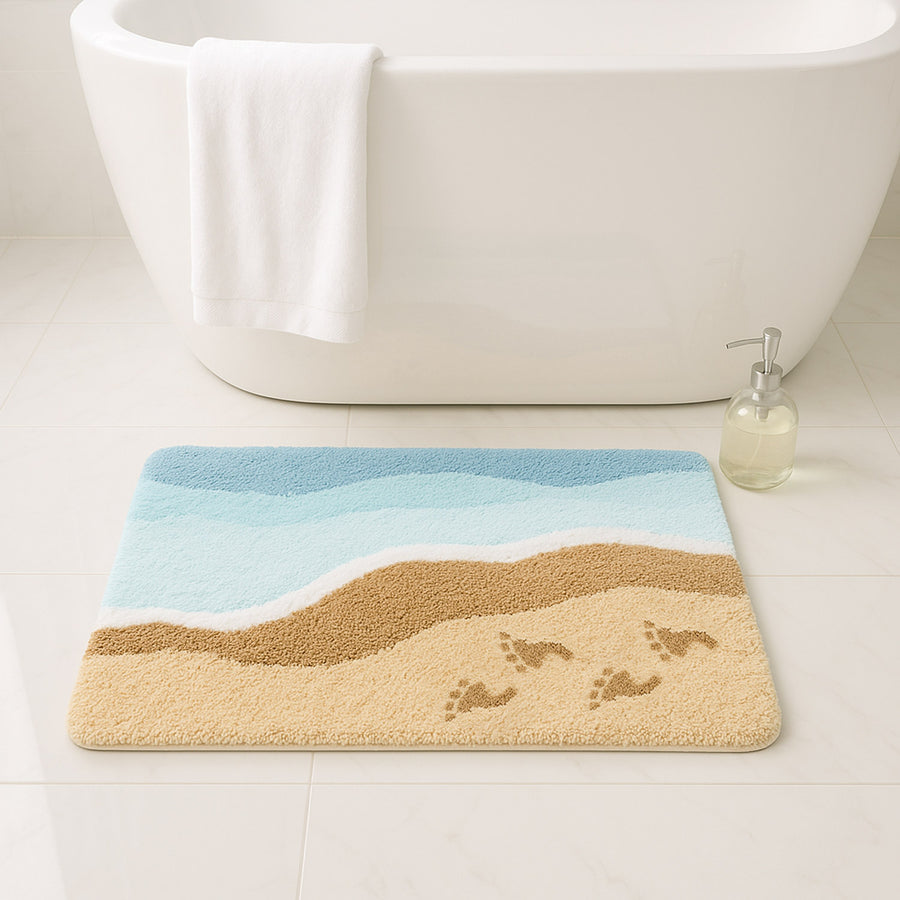Feblilac Footprints on the Beach Tufted Bath Mat - view 2