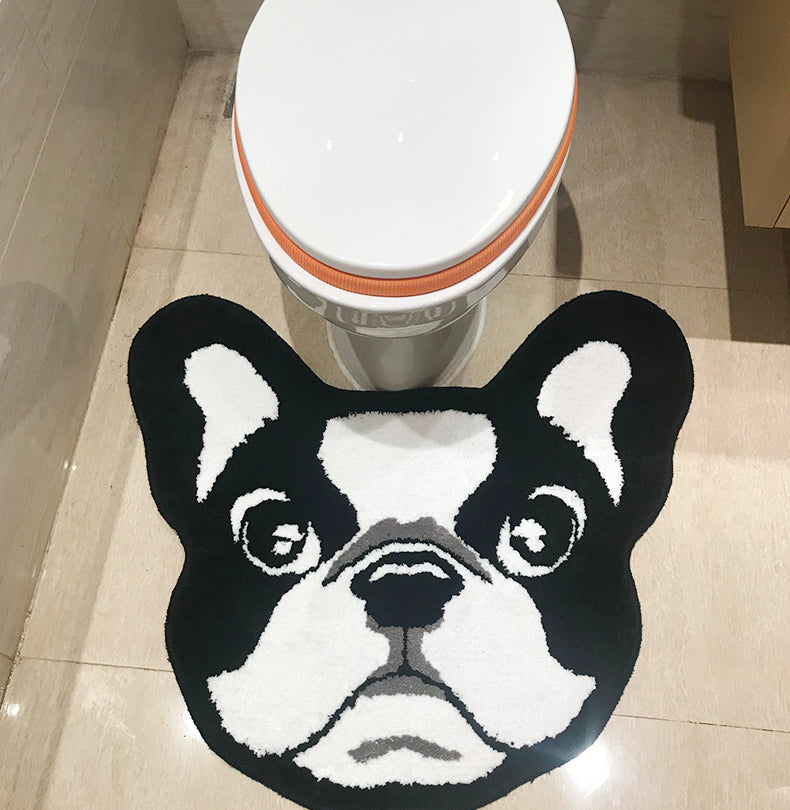 Feblilac Cute Dog Head Tufted Bath Mat