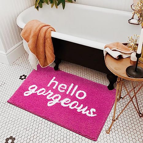 Feblilac Pink Hello Gorgeous Tufted Bath Mat