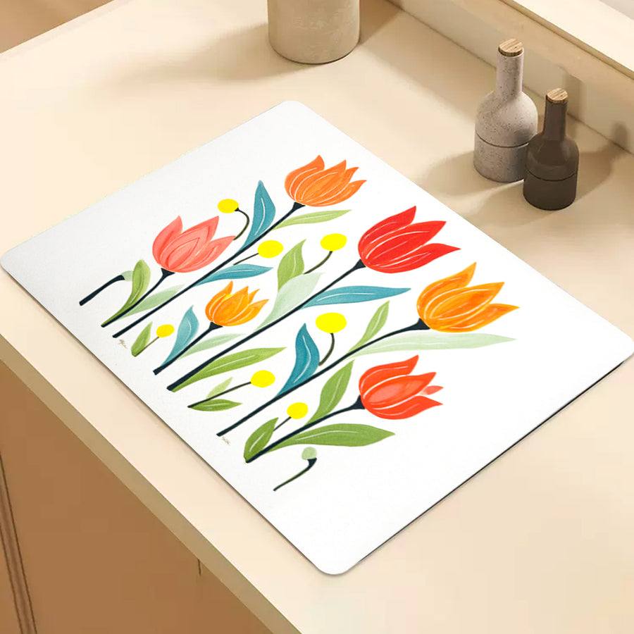 Feblilac Tulips Off-white Background Cup and Dish Placemat - view 2