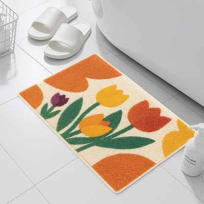 Bright Tulip Bathroom Mat – Soft, Absorbent & Non-Slip Bath Rug