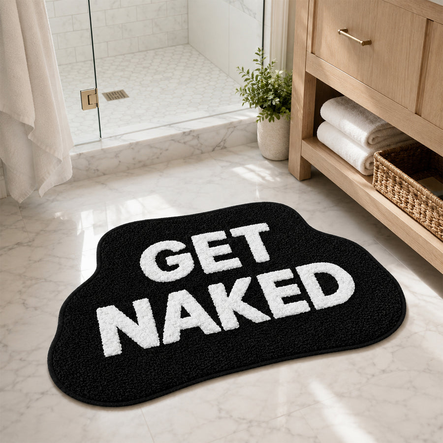 Feblilac GET NAKED Tufted Bath Mat, Irregular Black and White - view 2