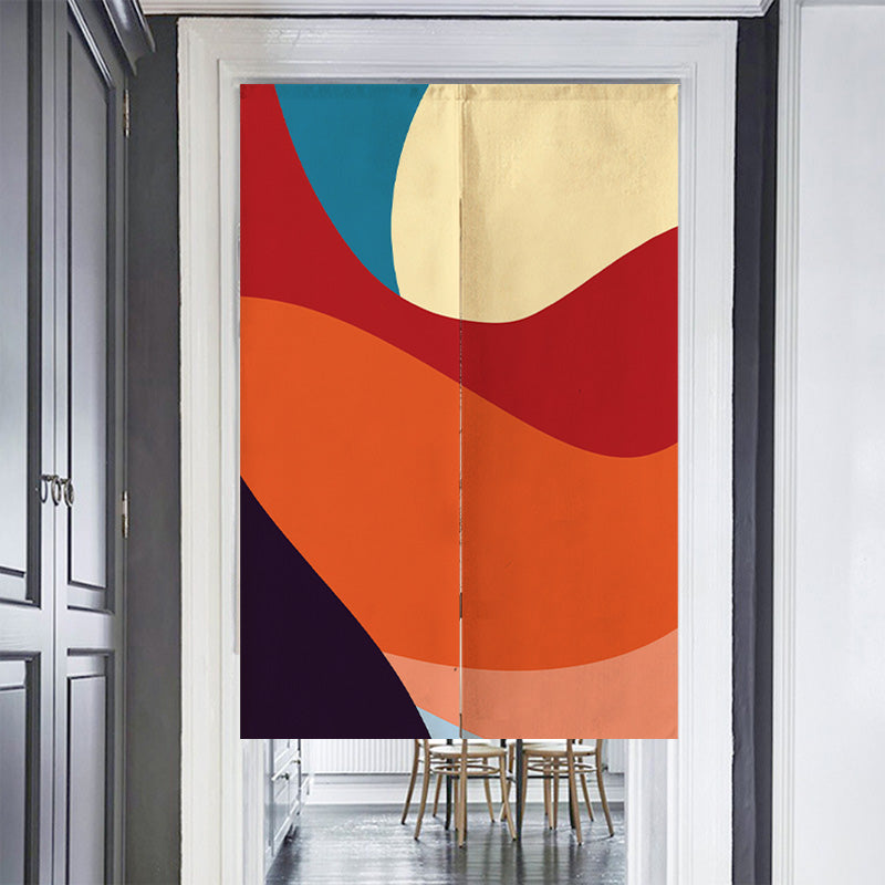 Feblilac Black and Red Abstract Curves Door Curtain