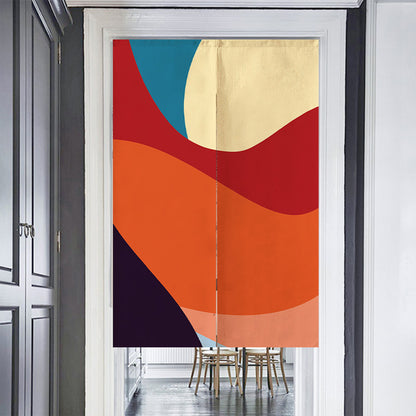 Feblilac Black and Red Abstract Curves Door Curtain