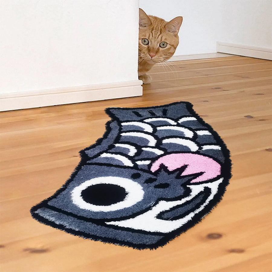 Feblilac Cute Silver and Pink Koi Fish Bath Mat - view 2