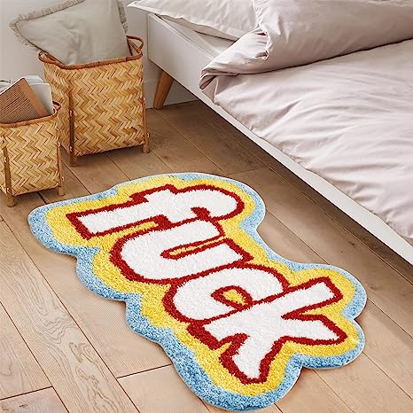 Feblilac Swear Words Fuck Funky Tufted Bath Mat