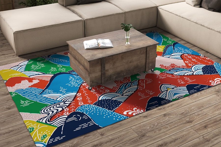 Feblilac Colorful Mountains Handmade Tufted Acrylic Livingroom Carpet Area Rug - view 2