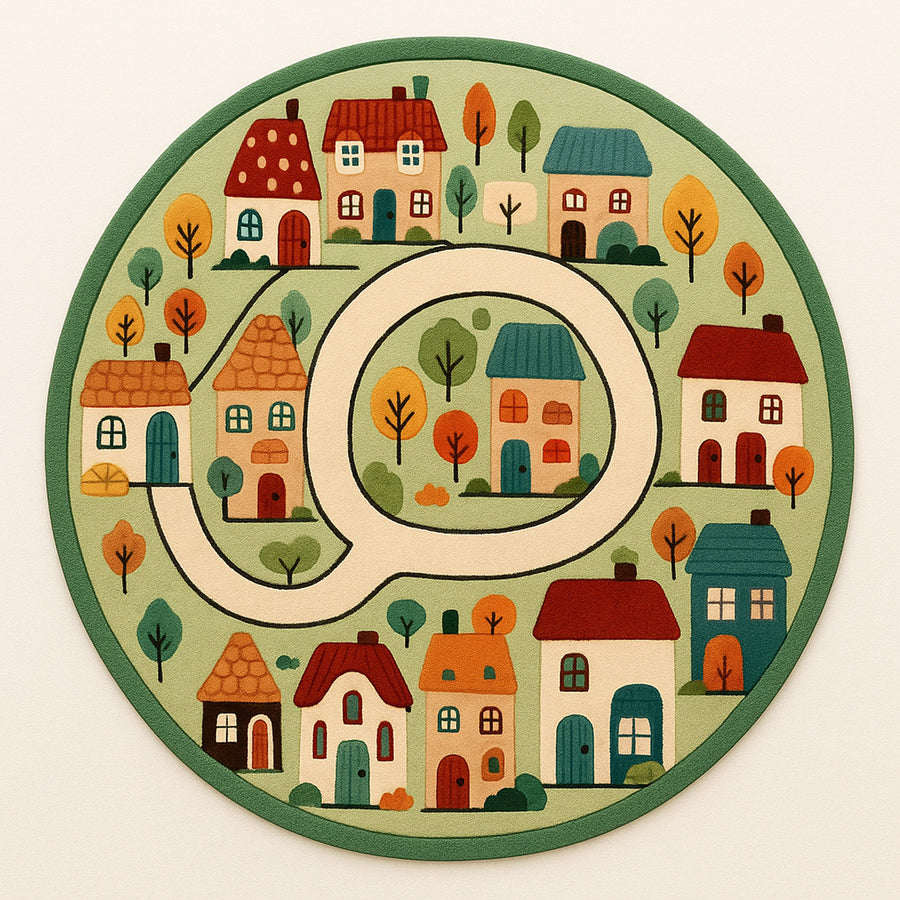 Feblilac Round Kids Play Rug – Thick Carpet with Colorful Village Design - view 3