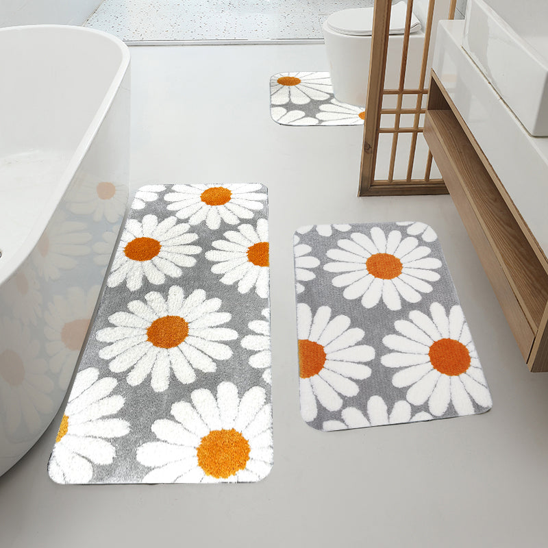 Feblilac Daisy Flower Tufted Bath Mat Set
