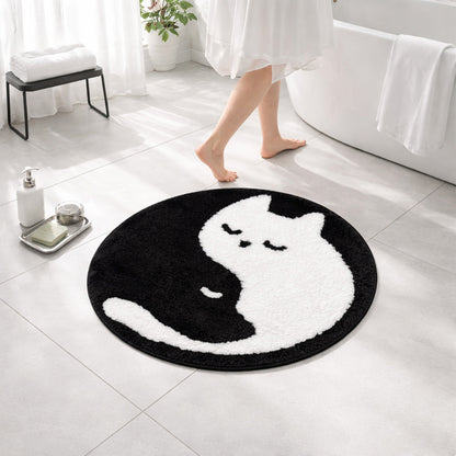 Feblilac Cat Dog Tai Chi Tufted Bath Mat