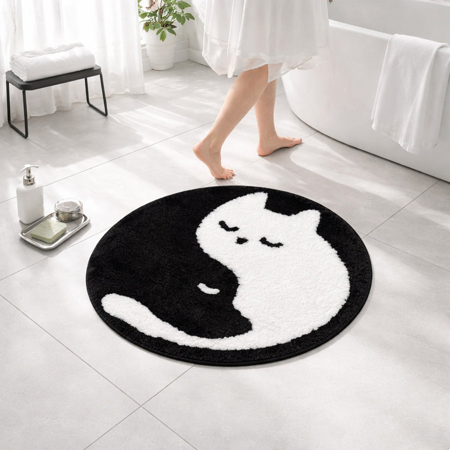 Feblilac Cat Dog Tai Chi Tufted Bath Mat - view 2