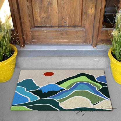 Feblilac Green Mountains and Rivers PVC Coil Door Mat