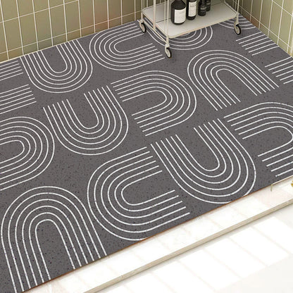 Feblilac Grey U Shaped Pattern PVC Coil Bathtub Mat and Shower Mat