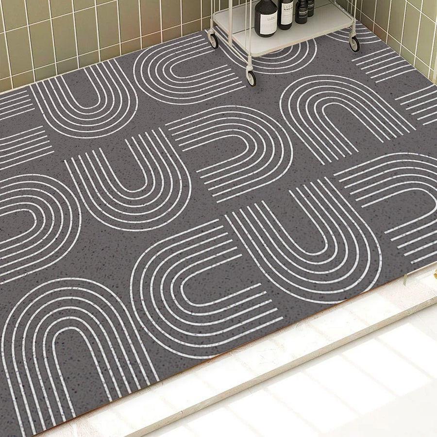 Feblilac Grey U Shaped Pattern PVC Coil Bathtub Mat and Shower Mat - view 2