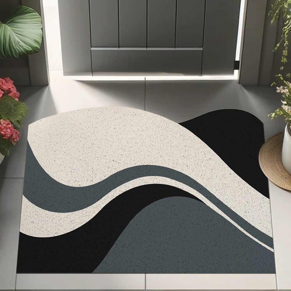 Feblilac Curve Black, White and Gray PVC Coil Door Mat