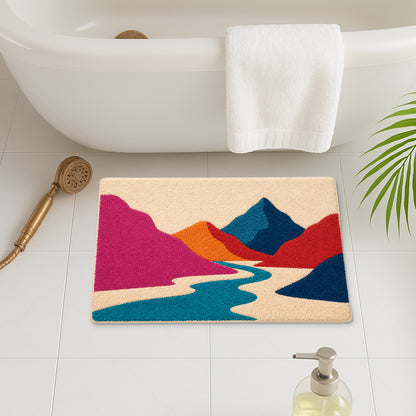 Feblilac Abstract Mountain Landscape Tufted Bath Mat