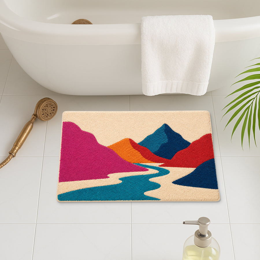 Feblilac Abstract Mountain Landscape Tufted Bath Mat - view 2