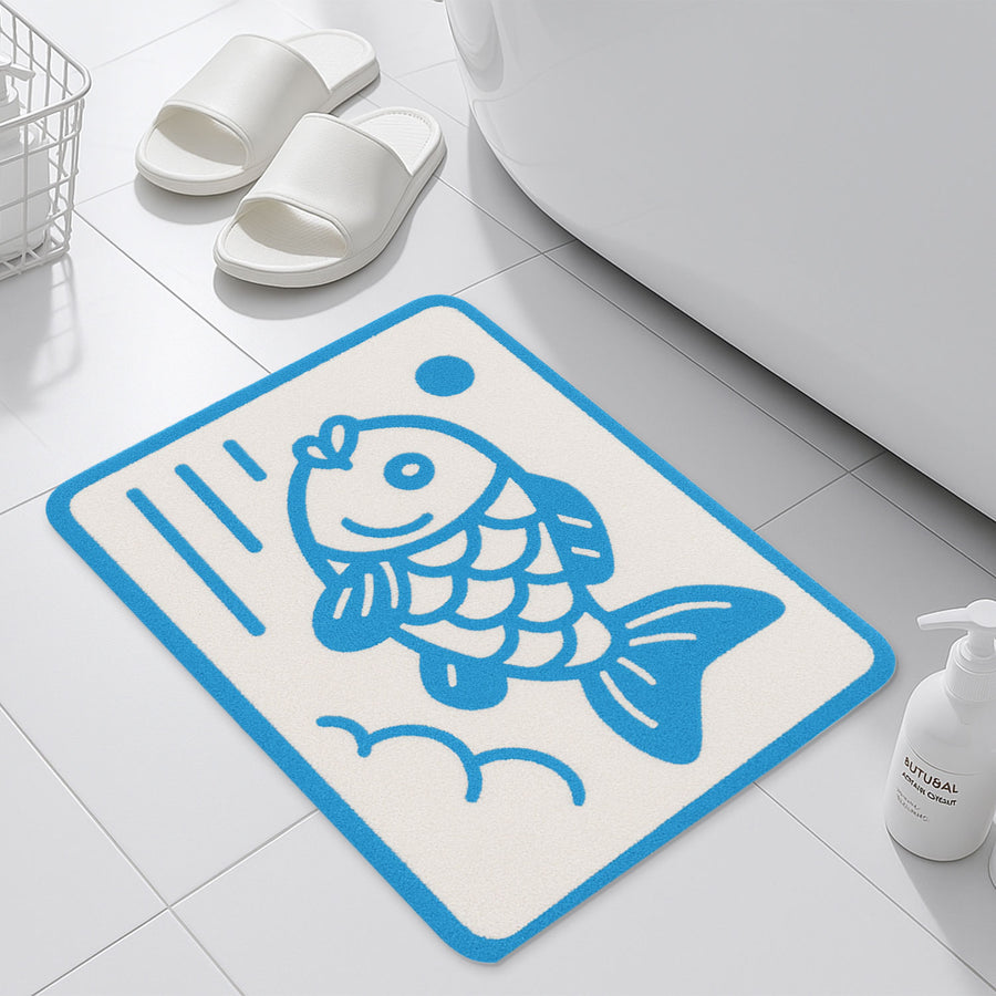Cute Blue Koi Fish Bath Mat - view 2