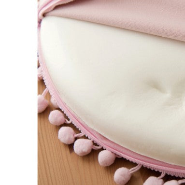 Feblilac Solid and Small Pompom Plush Memory Foam Cushion
